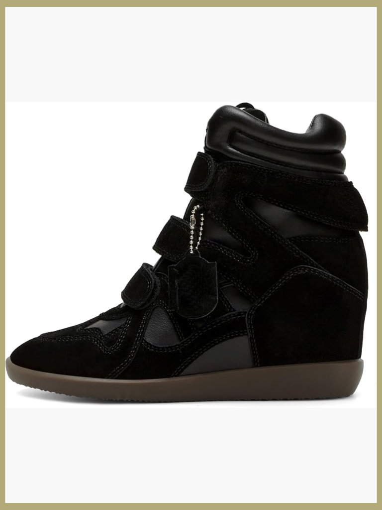 Hidden Wedge Sneakers For Women High Top Suede Fashion Sneaker Platform Triple